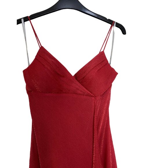 De Laru Collection Red Shimmer Sparkle Ruffle Gown - Picture 3 of 7